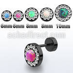 iftrdco black fake plug w crystal studded rim synthetic opal 