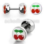 ilpf 316l steel fake plug with red cherry on white logo