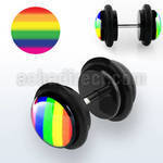 ilvgr11 black acrylic fake plug with rainbow logo with o rings