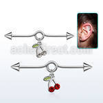 incnd4 316l steel industrial loop barbell with cones cherry