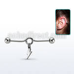 indd14 steel industrial loop barbell w balls lightning symbol