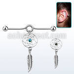 indd5 steel industrial loop barbell with balls dreamcatcher