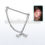 indsd7 steel industrial barbell w dangling mustache design