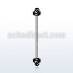 indsh24 surgical steel industrial barbell with two roses