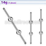 insh3 surgical steel industrial barbell post with center balls