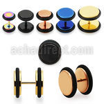 iptr anodized 316l steel fake plug with rubber o rings