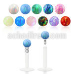 lbiop3 clear bio flexible labret w 3mm synthetic opal ball