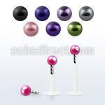 lbipr3 clear bio flexible labret with 3mm faux pearl ball