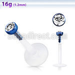 lbitj bio flexible labret with bezel ball in flat anodized top