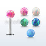 lbop4s 316l steel labret with a 4mm synthetic opal ball
