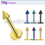lbtcn25 anodized 16g 316l steel labret with 2 5mm cone