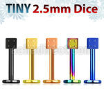 lbtdi25 anodized 316l steel labret with a 2 5mm dice