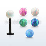 lbtop4s anodized 316l steel labret w a 4mm synthetic opal ball