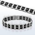 mb21 stainless steel bracelet with rubber accents