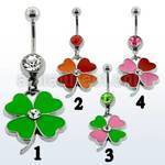 mcd393 316l steel belly banana with dangling painted flower