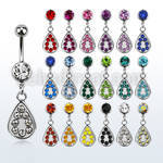 mcd403 316l steel belly banana with dangling teardrop