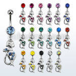 mcd475 316l steel belly banana with crystal lady cat