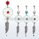 mcd524 316l steel belly banana w dreamcatcher w painted ball