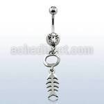 mcd546 316l steel belly banana with jewel ball fish skeleton
