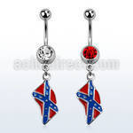 mcd553 316l steel belly banana with dangling confederate flag