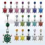 mcd574 316l steel belly banana with turtle w crystals