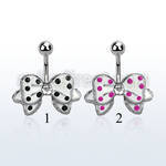 mcd594 steel belly banana w a color painted bow w cute dots