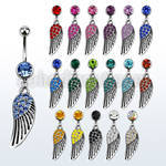 mcd607x 316l steel belly banana with dangling crystal bird wing