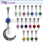 mcd730 steel belly banana w dangling vintage moon w star