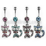 mcdct4 316l steel banan with jewel ball crystal cat