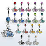 mcdsw 316l steel belly banana with multi crystal swan