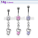 mcdz370 316l steel belly banana with 2 bezel ball g clef w cz