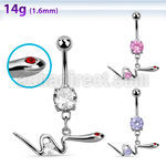 mcdz729 steel belly banana w dangling snake w crystal eyes