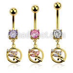 mdgz520 gold anodized belly banana w a dangling butterfly