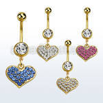 mdk705 gold 316l steel belly banana w gold plated heart
