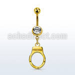 mdk765 gold steel belly banana w dangling handcuff