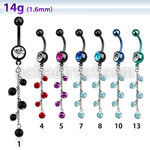 mdkdpr7 pvd 316l steel belly banana w dangling multi pearl chain