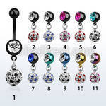 mdkfr8a pvd 316l steel belly banana w dotted ferido ball dangle