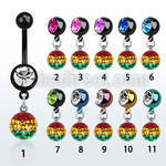 mdkfr8r pvd 316l steel belly banana w dangling rasta ferido ball