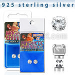 mgcz5 pair of silver magnetic earring studs with 5mm clear cz