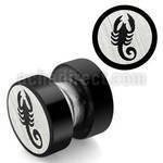 mpls12 black anodized 316l steel magnetic fake plug w scorpion