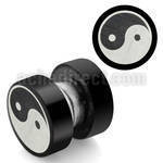 mpls6 black 316l steel magnetic fake plug w ying yang logo