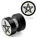 mpls7 black 316l steel magnetic fake plug with pentagram logo