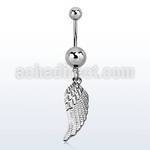 msd593 316l steel belly banana w a bird wing dangling