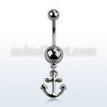 msd632 316l steel belly banana w a dangling small anchor
