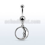 msd733 316l steel belly banana w a dangling sleepy moon