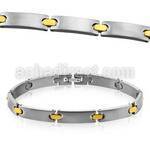 mtb1 polished titanium g23 bracelet with gold hinge links