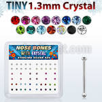 nb6mx box w silver nose bones 1.25mm crystal tops