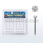 nbczbxc box of silver nose bones with 2mm round prong cz