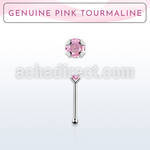 nbpge3 925 silver nose bone w a pink tourmaline stone