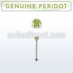 nbpge4 925 silver nose bone w a peridot stone